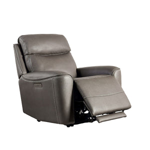 English Elm Gray Power Recliner with Zero Gravity, Extendable Footrest, Broad Armrests & Leatherette Comfort B2741P387648