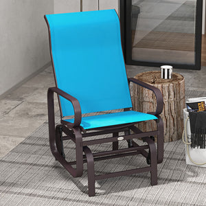 English Elm Outsunny Patio Glider Chair with Ergonomic Sling Seat and Durable Metal Frame for Backyard W2225P200759