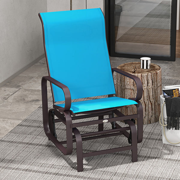 English Elm Outsunny Patio Glider Chair with Ergonomic Sling Seat and Durable Metal Frame for Backyard W2225P200759