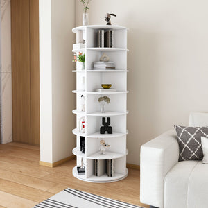 English Elm Rotating Seven Tier Shoe Tower Organizer Holds 28 Pairs with Spinning Base W2699P390457
