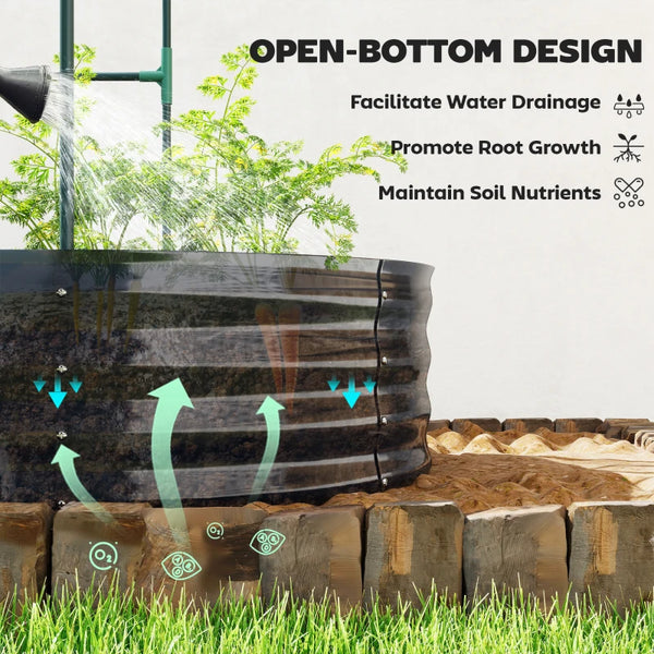 English Elm Outdoor Galvanized Raised Garden Bed with Arched Trellis for Climbing Plants T3971P467993
