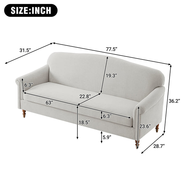 English Elm Modern Chenille Loveseat with Rolled Arms Pocket Spring Cushions and Rubberwood Legs N763P362173R
