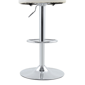 English Elm Set of 2 Adjustable Pu Leather Barstools with Chrome Base for Kitchen or Home Bar White+Silver W3875P378574