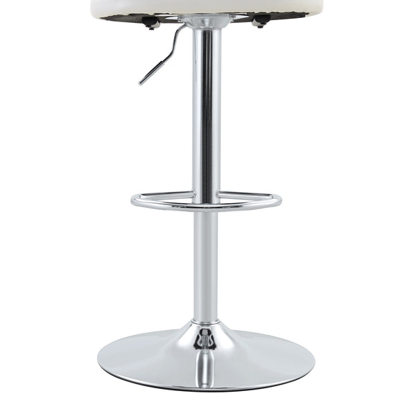 English Elm Set of 2 Adjustable Pu Leather Barstools with Chrome Base for Kitchen or Home Bar White+Silver W3875P378574