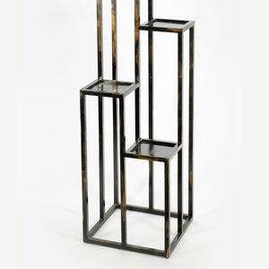 English Elm 47.25" Elegant 4-Tier Black And Gold Cast Metal Plant Stand For Stylish Indoor/Outdoor Display B072115993