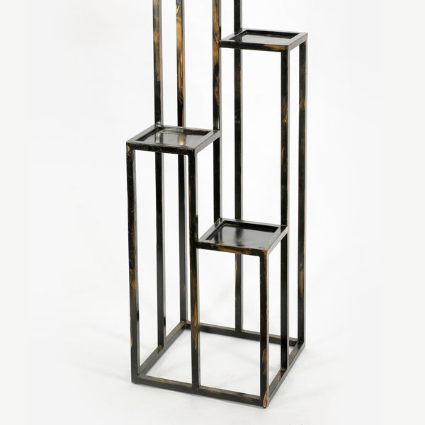 English Elm 47.25" Elegant 4-Tier Black And Gold Cast Metal Plant Stand For Stylish Indoor/Outdoor Display B072115993