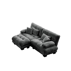 English Elm Cloud Chenille Sectional Sofa For Modern Living Rooms, Plush Comfort With Convertible Ottoman & Pillows W714S01017