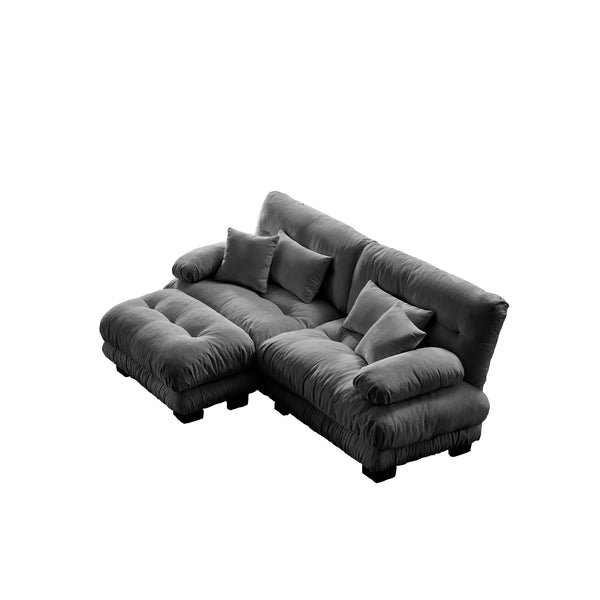 English Elm Cloud Chenille Sectional Sofa For Modern Living Rooms, Plush Comfort With Convertible Ottoman & Pillows W714S01017