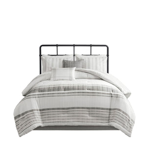 English Elm 6 Piece Cotton Jacquard Comforter Set - Oversized King Bedding With Decorative Pillows & Bedskirt B035128775