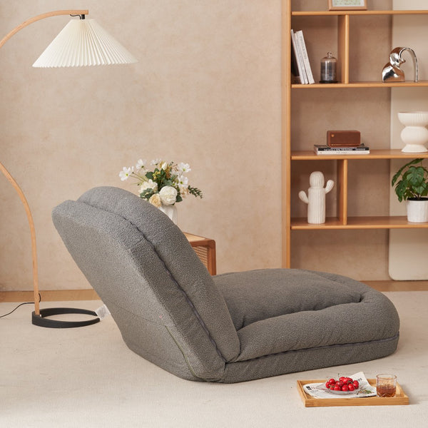 English Elm Triple Fold Down Sofa Bed – Compact, Metal Frame, Thick Cushion Comfort, Adjustable Back for Versatile Use Grey W244P196088