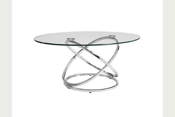 English Elm Modern Metal Cocktail Table Set Chrome Stainless Steel 3-Piece Contemporary End & Cocktail Tables Durable Sleek Design B2699S00002