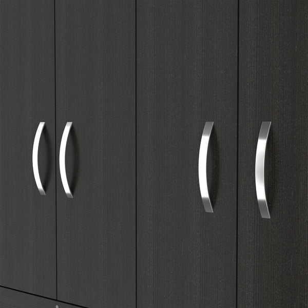 English Elm Janeiro Black Armoire 68" High – Compact Engineered Wood Closet with 3 Drawers, 2 Cabinets, Hidden Drawer and Shelves B128S00096