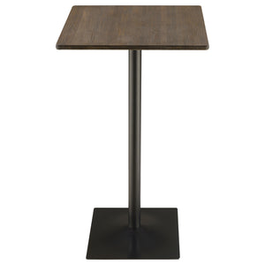 English Elm Staccato Bamboo Pub Table with Dark Elm Finish and Matte Black Pedestal Base B062P441014