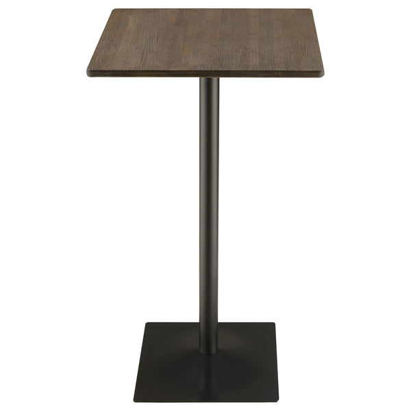 English Elm Staccato Bamboo Pub Table with Dark Elm Finish and Matte Black Pedestal Base B062P441014