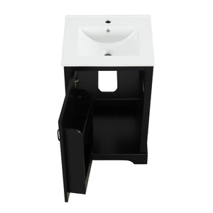 English Elm 20" Modern Bathroom Vanity With Soft-Close Door, Adjustable Shelf & Stylish Black Finish For Storage N725P351852B