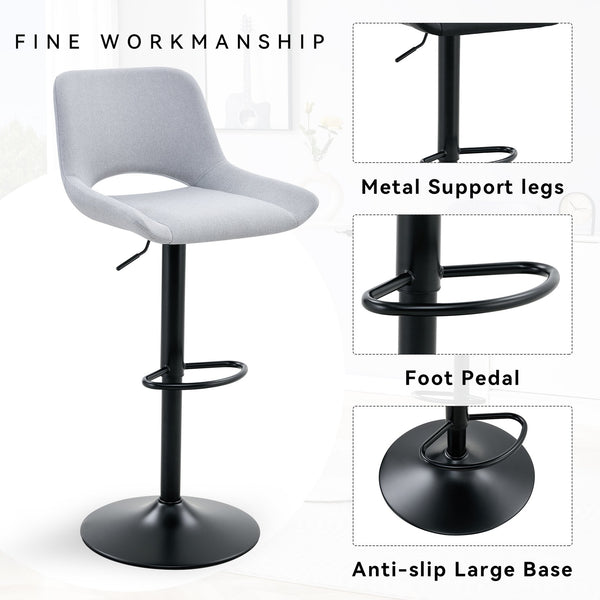 English Elm Set of 2 Pu Leather Barstools with Gold Footrest Curved Back for Kitchen Island W1151P383773