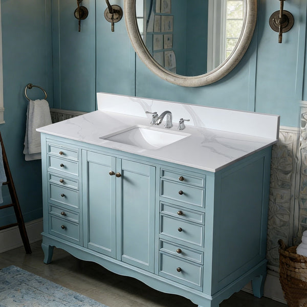 English Elm 43-inch Carrara Quartz Vanity Top Undermount Sink Backsplash Stain Resistant Bath W2699P459408