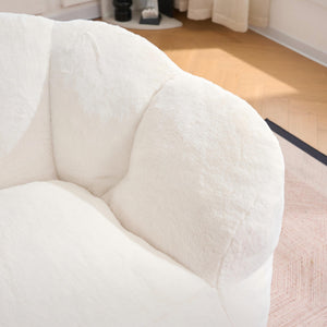 English Elm Oversized Bean Bag Loveseat Fluffy Floor Sofa for Lounging and Reading in Any Room Beige W3523P450056