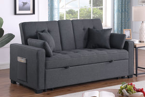 English Elm Corrado Woven Fabric Sleeper Loveseat with Console Cup Holders and Charging Ports B2749S00244
