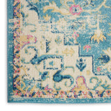 Nourison Passion PSN25 Machine Made Power-loomed Ornamental Border Indoor Only Bohemian Vintage Rug Ivory,Light Blue, Ivory Light Blue 100% Polypropylene 99446015013