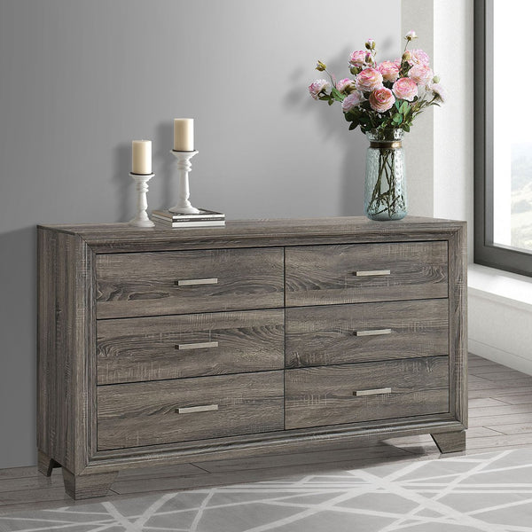 English Elm Funston Brown Oak 6-Drawer Dresser - Stylish Storage Solution For Modern Bedrooms & Decor Accents B062P375572