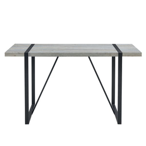 English Elm Industrial Rectangular MDF Light Gray Patterned Dining Table for 4-6 with 1.5" Top & Sturdy Black Metal Legs W1151P209828