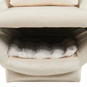 English Elm Furniture Plush 2-in-1 Pet-Friendly Mid Century Modern Accent Chair with Velvet Upholstery, Removable Base and Ergonomic Support for Living Room White N843P331163C