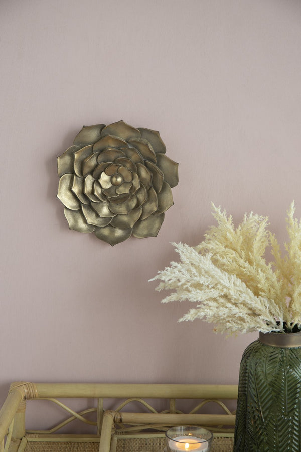 English Elm D10X1.4" Radiant Gold Succulent Wall Plaque - 3D Modern Décor For Stylish Homes & Offices W2078P223120
