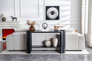 English Elm Double-layer Matte Black Console Table Curved Shelf Minimalist Entryway Sofa Side W3875P388012