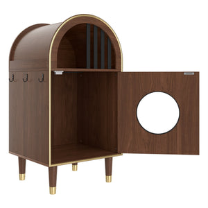 English Elm Cat Litter Box Enclosure Two Level Mdf Condo with Wood Grain Modern Espresso Finish N704P380552P