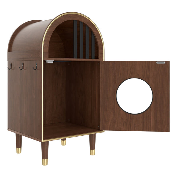 English Elm Cat Litter Box Enclosure Two Level Mdf Condo with Wood Grain Modern Espresso Finish N704P380552P