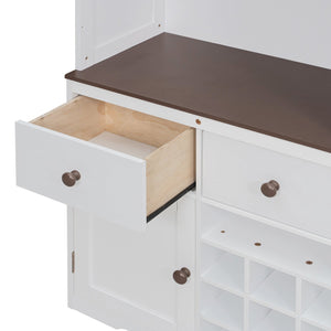 English Elm Queen Murphy Bed with Wine Rack Glass Holder Led Lighting and Cabinet White White LP000391AAK
