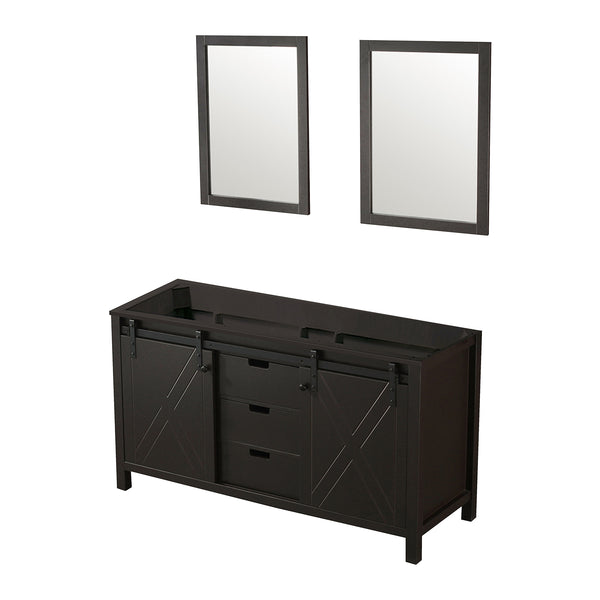 English Elm Brown Double Bath Vanity With 2 Mirrors - Elegant Storage Solution For Family & Guest Bathrooms B2731S00569
