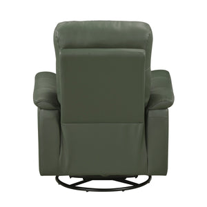English Elm Green Swivel Glider Recliner Chair 100% Top Grain Leather Match 360° Swivel Plush Padded Comfort Reclining 35.5x36.5x40" B011P329277
