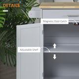 English Elm Homcom Kitchen Island Cart Rolling Trolley Cart With Drawer, Storage Cabinet & Towel Rack, Gray