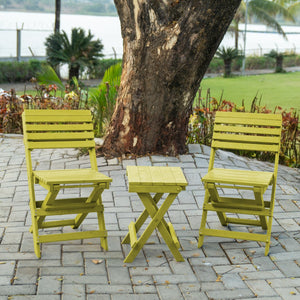 English Elm Riverstone Recycled Hdpe Folding Outdoor Bistro Table Weatherproof Patio Balcony Yellow B2745P409698