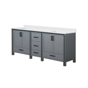 English Elm Dark Grey Double Bath Vanity 84" W X 22" D | Elegant White Quartz Top & Ample Storage Solutions B2731P260664