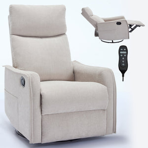 English Elm Heat Massage Rocker Recliner with Swivel Base and Vibrating Nodes for Living Room Beige W1803P251884