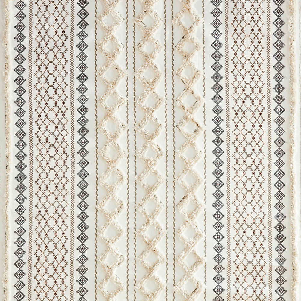 JLA Home INK+IVY - Cotton Imani Aztec Shower Curtain with Chenille Trim — 72x72 OEKO-TEX Cotton, Boho Texture II70-1121