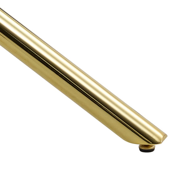 English Elm Table Set - Modern 7-Piece Dining Set With Transparent Tempered Glass Top & 6 Black Pu Chairs, Gold Legs W1151S02589-GIGA