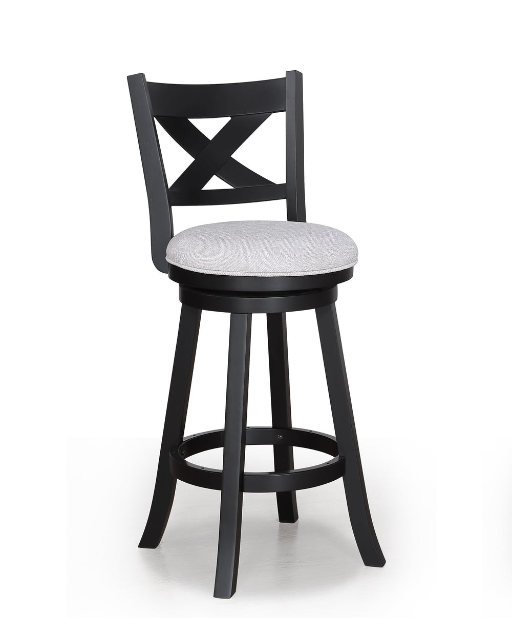 English Elm 2Pc Modern Swivel Pub Stools - Comfortable Counter Height Chairs With Dove Fabric & Black Legs B011P262368