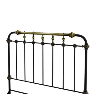 English Elm Transitional Full Metal Bed Ornate Spindle Frame with Hand-brushed Gold Accents B2741P476064