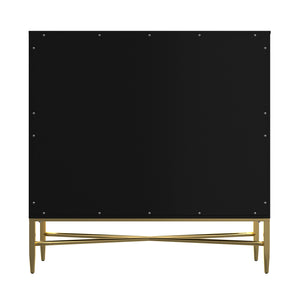 English Elm Modern Tapered Leg 7-Drawer Freestanding Cabinet with Gold Pulls and Heavy-Duty 120lb Drawers for Storage Black 36.8 L x 18.5 W x 8.85 H T3609P352397