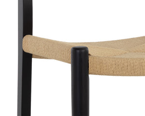 Sunpan Bondi Counter Stool - Modern Farmhouse Design with Hand-Woven Rope and Sustainable Timber Frame Black