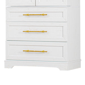 English Elm K&k Farmhouse Pantry Cabinet Tall Freestanding Kitchen Storage with Drawers Shelves White N707P356569W