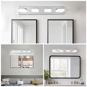English Elm Modern Chrome Led Vanity Light - 4-Light Wall Sconce For Effortless Grooming & Stylish Decor W2312P374910