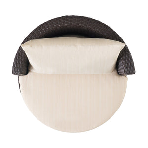 English Elm Christopher Knight Home® - KONO Woven Outdoor 3-Piece Patio Chat Set with Aluminum Frame, Tempered Glass Table, Cushions Brown+Beige 53142.00ALUBRN