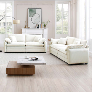 English Elm Modern Two-Piece Sofa Set In Beige Corduroy - Stylish, Versatile & Comfortable For Any Room W714S00685