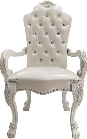 English Elm Ivory and Bone White Arm Chair With Button Tufted (Set Of 2)