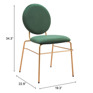 Odessa Dining Chair - Set of 2 Green & Gold 109804 Zuo Modern